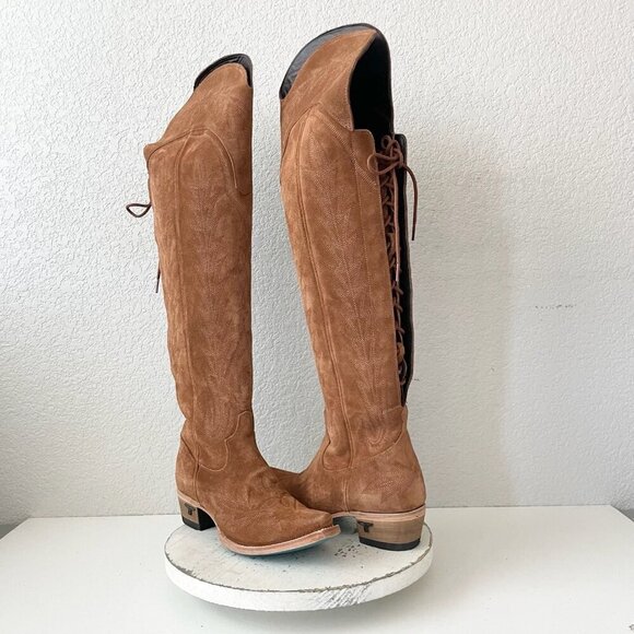 Lane LEXINGTON Over the Knee Womens Cowboy Boots 7.5 Brown Western Cowgirl Tall - Picture 1 of 11